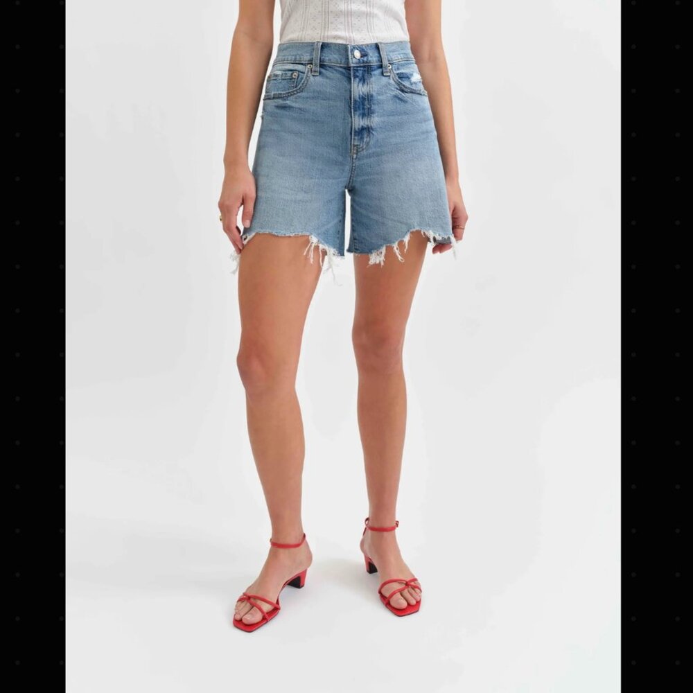 Sundaze High Rise Short in Marina Distressed